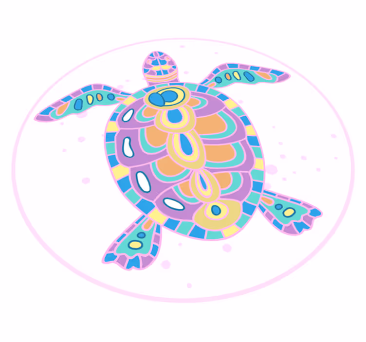 Tapis vinyle pour enfants illustration de tortue colorée - TenStickers