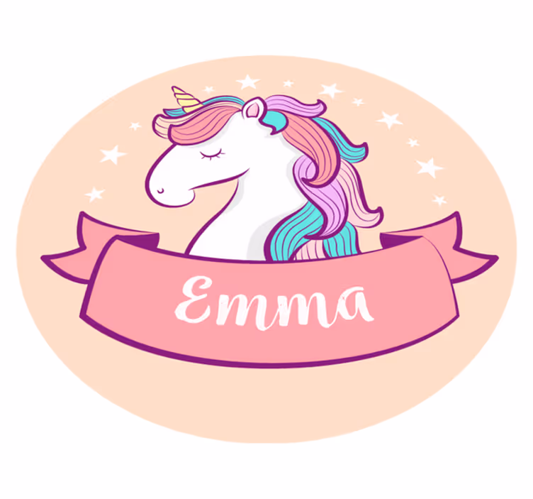 Tapis vinyle Licorne avec prénom personnalisé - TenStickers
