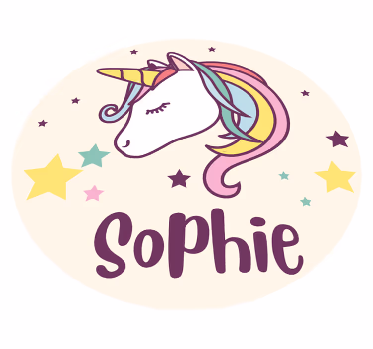 tapis vinyle avec nom Conception de fond de licorne avec nom - TenStickers