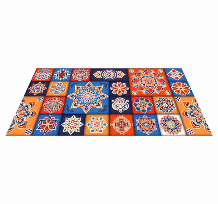 Tapis vinyle cuisine Carreaux floraux colorés - TenStickers
