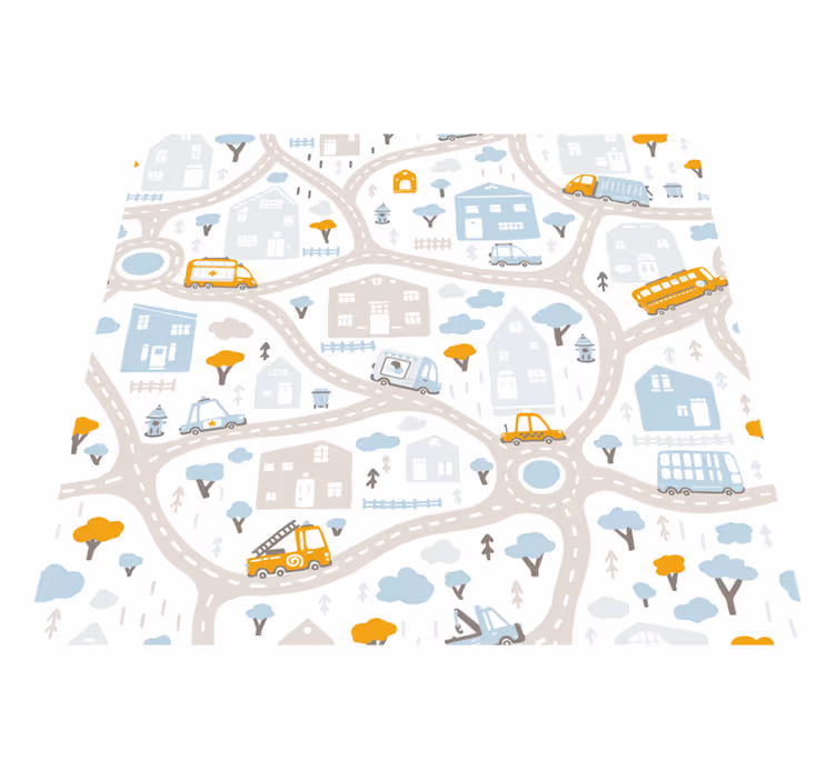 Tapis vinyle route jeu de circulation en ville - TenStickers