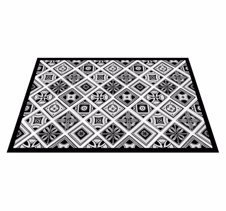 Tapis vinyle carreaux Carré de tuile noire - TenStickers