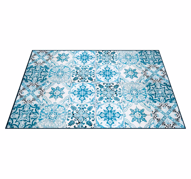 Tapis vinyle carreaux de ciment méditerranéens bleus - TenStickers