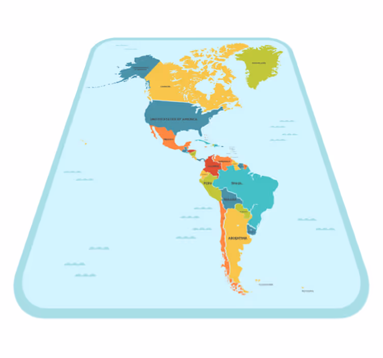 Tapis vinyle carte du monde Amérique au centre - TenStickers