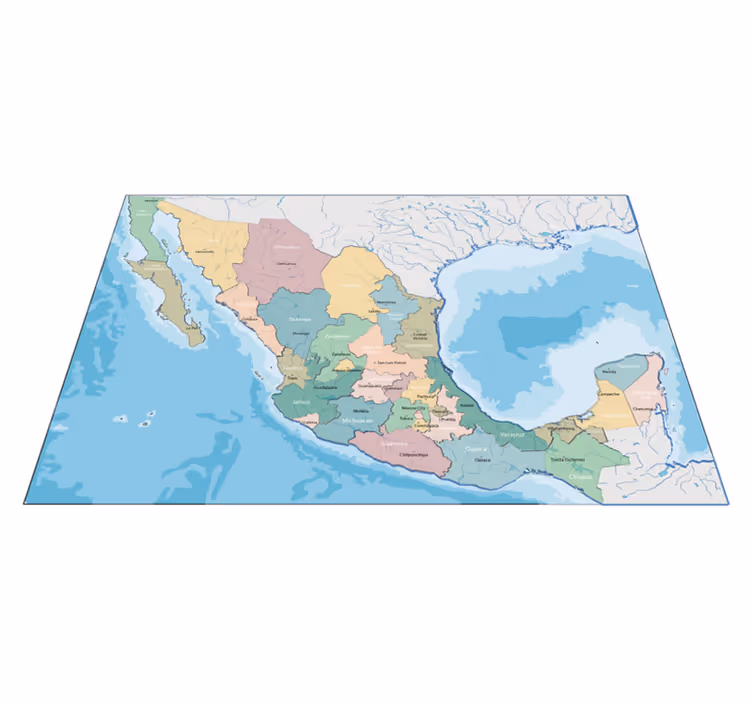Tapis vinyle carte du monde Mexicain politique - TenStickers