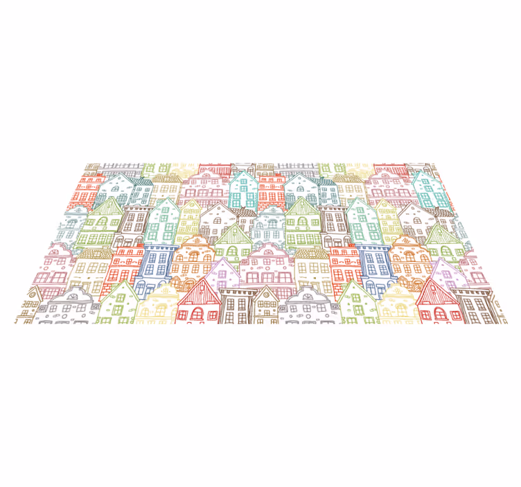 Tapis vinyle cuisine Maisons dessin à la main - TenStickers