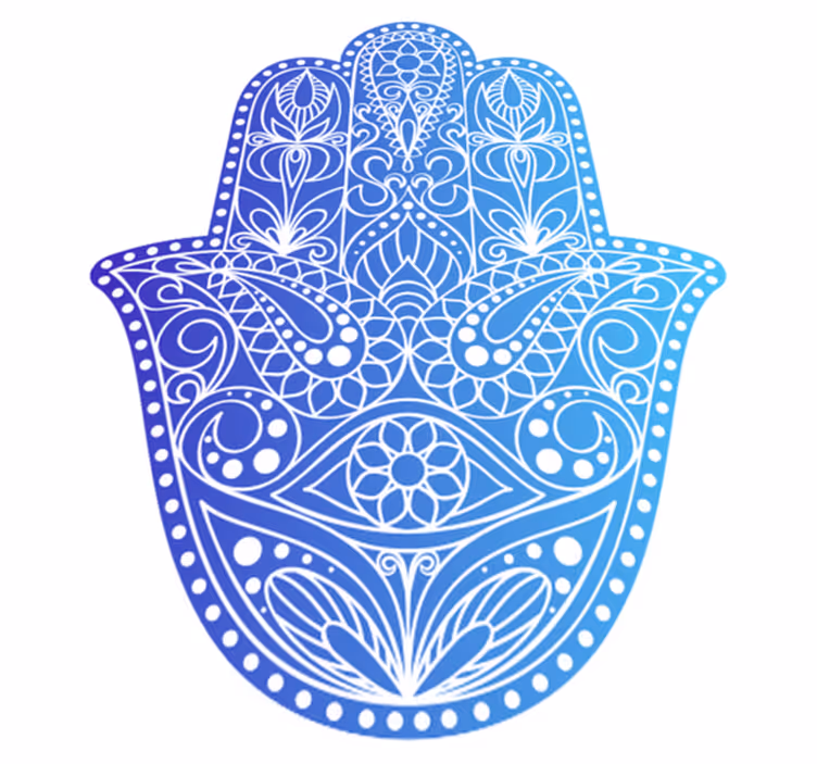 Tapis vinyle mandala Hamsa tons bleus - TenStickers
