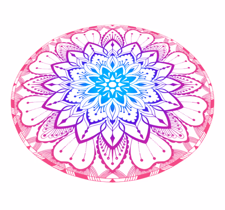 tapis vinyle mandala circulaire bleu et violet - TenStickers