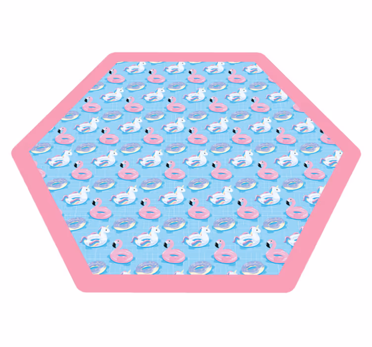 Tapis vinyle pour enfants hexagone de licorne ludique - TenStickers