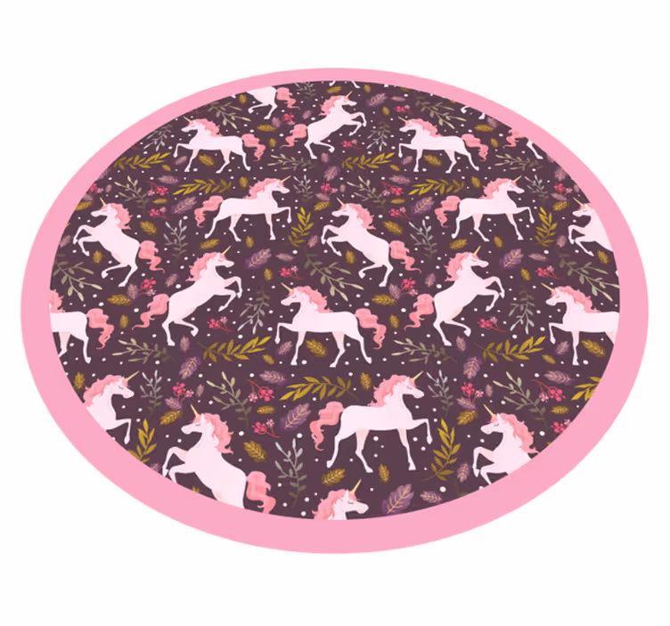 Tapis vinyle animal cercle de motif licorne - TenStickers