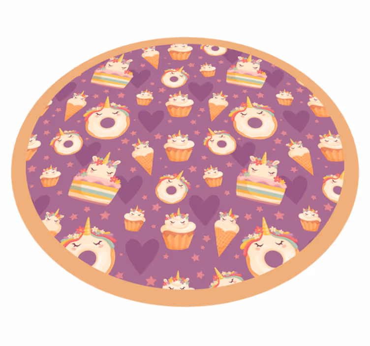 Tapis vinyle pour enfants licorne traite ronde - TenStickers