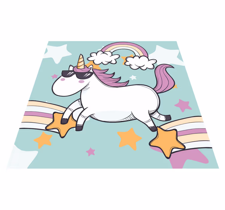 Tapis vinyle Licorne avec lunettes de soleil - TenStickers