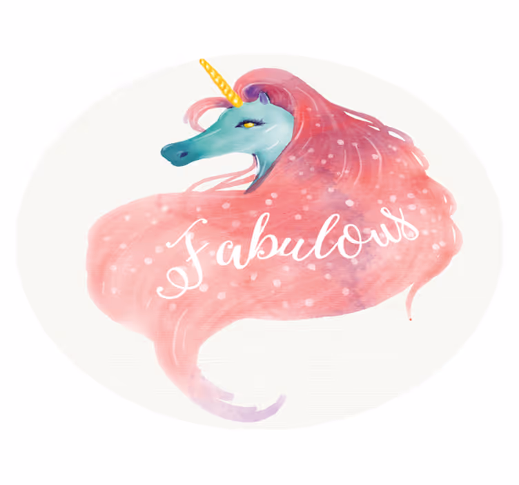 Tapis vinyle Licorne aquarelle texte Fabuleux - TenStickers