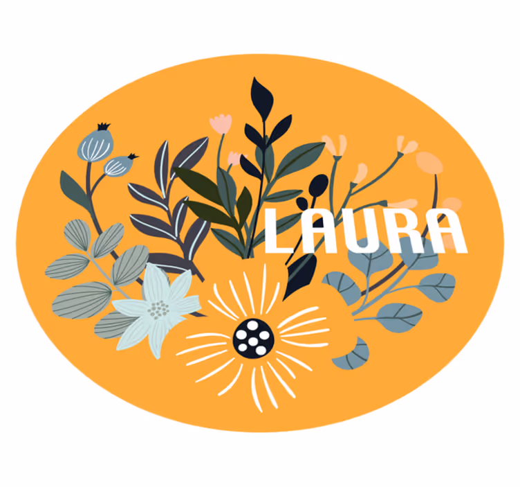tapis vinyle avec nom Plantes et fleurs personnalisables - TenStickers