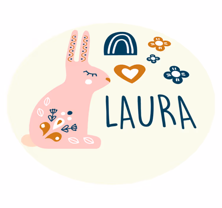 tapis vinyle avec nom Lapin mignon personnalisé - TenStickers