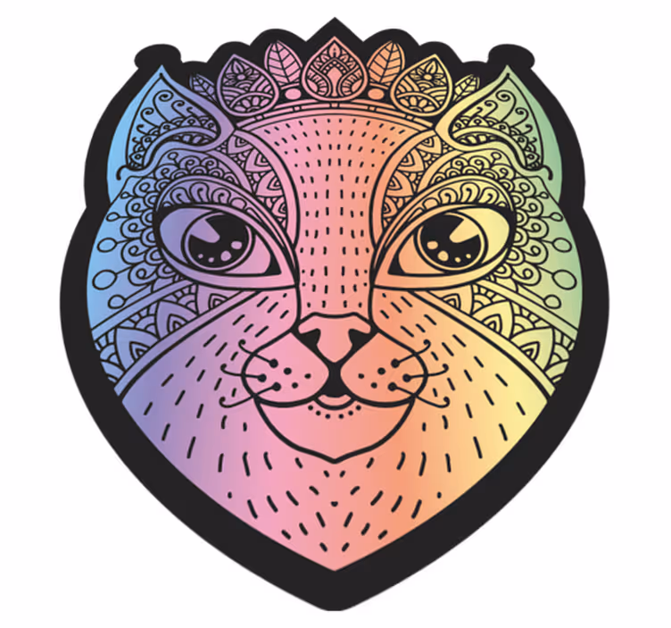 Tapis vinyle animal illustration de chat mandala - TenStickers