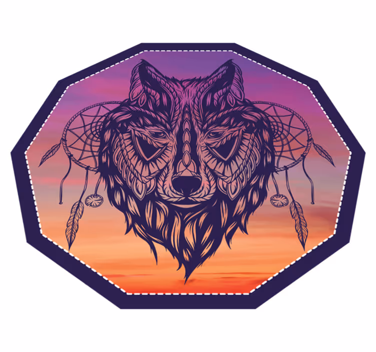 Tapis vinyle animal illustration de loup octogonal - TenStickers