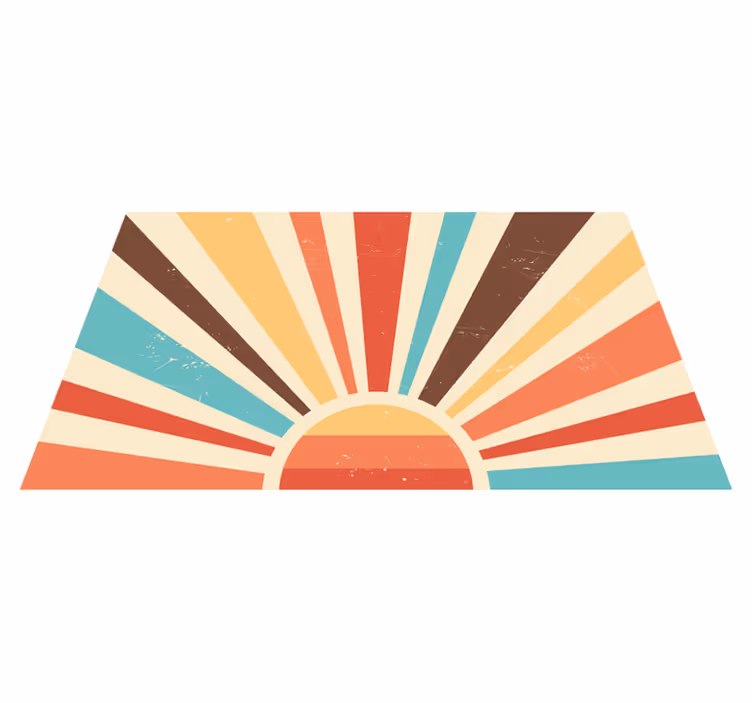 Tapis vinyle rayures lignes en forme de soleil - TenStickers