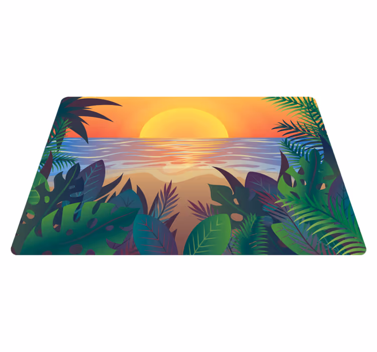 tapis vinyle salon Soleil rétro bearch - TenStickers