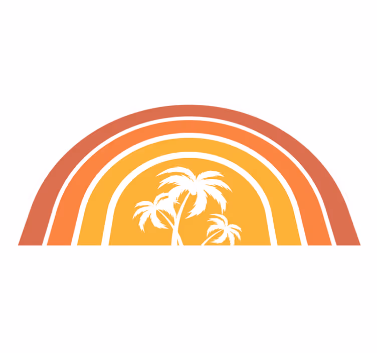 Tapis vinyle retro Coucher de soleil rétro et palmiers - TenStickers