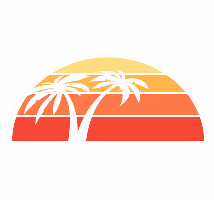 Tapis vinyle nature design palmiers au coucher de soleil - TenStickers