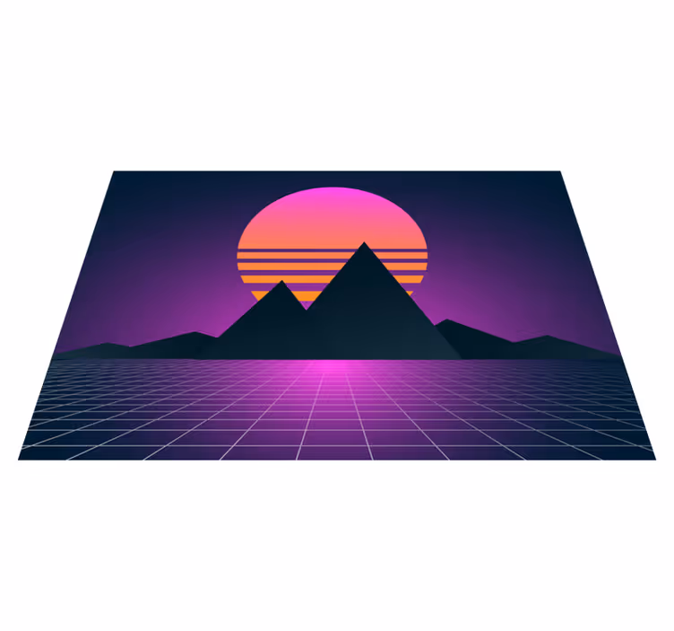 Tapis vinyle vintage géométrie rétro du coucher de soleil - TenStickers