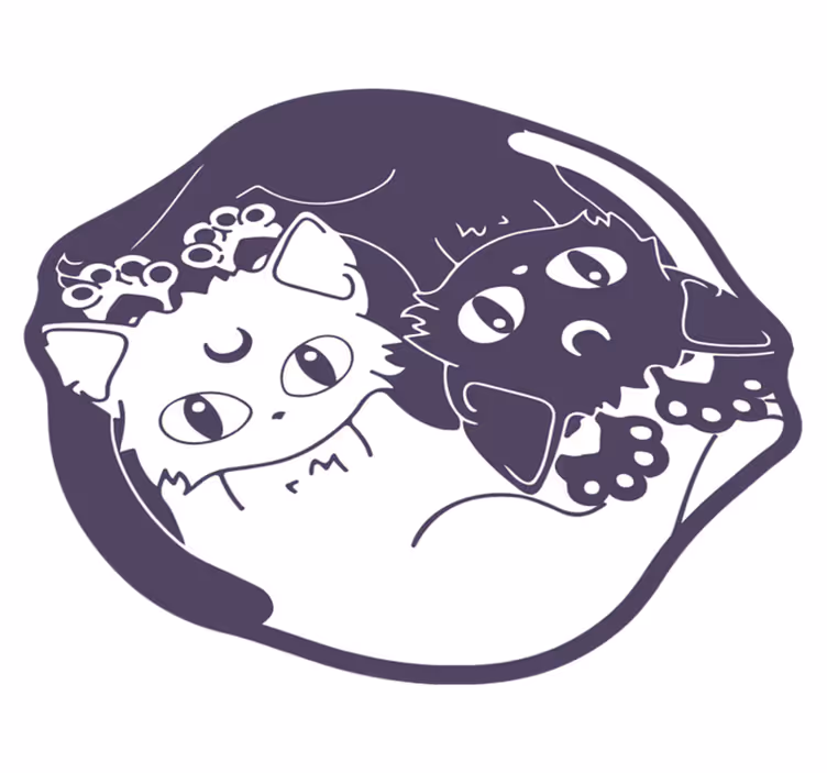 tapis vinyle animal Anime chat yin yang - TenStickers