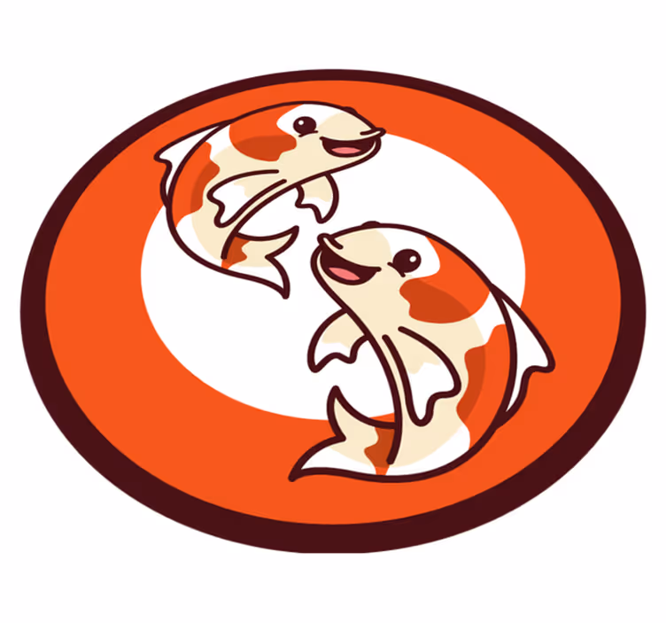 Tapis vinyle animal cercle de koi ludique - TenStickers