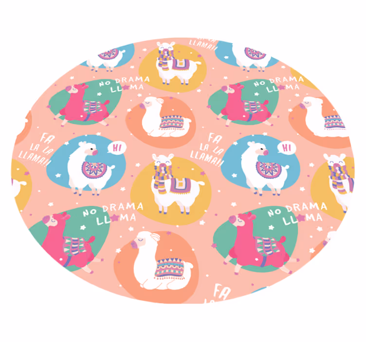 Tapis vinyle autres tapis cercle de lamas animé - TenStickers