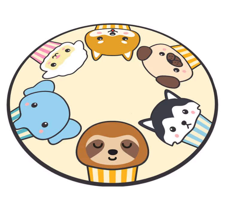 Tapis vinyle pour enfants visages d'animaux de dessin animé - TenStickers