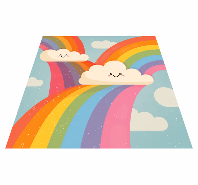 tapis vinyle pour enfants Arc en ciel dans les nuages - TenStickers