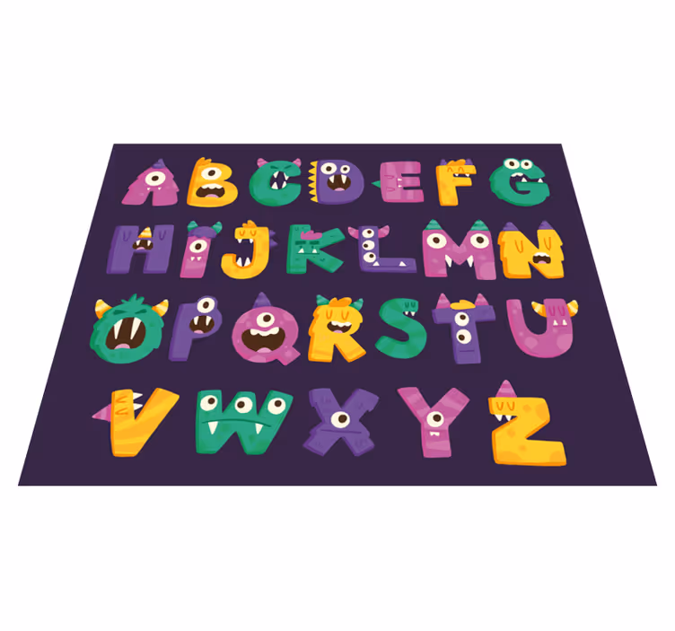 tapis vinyle alphabet Alphabet de monstre de dessin animé - TenStickers