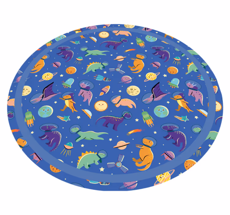 Tapis vinyle pour enfants dinosaure de l'espace rond - TenStickers