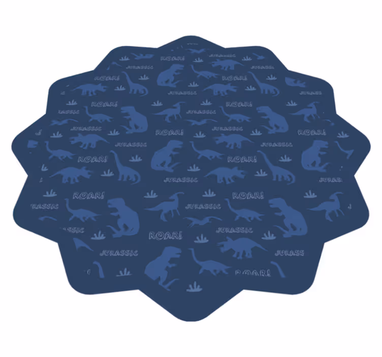 Tapis vinyle Silhouette dinosaure sur fond bleu - TenStickers
