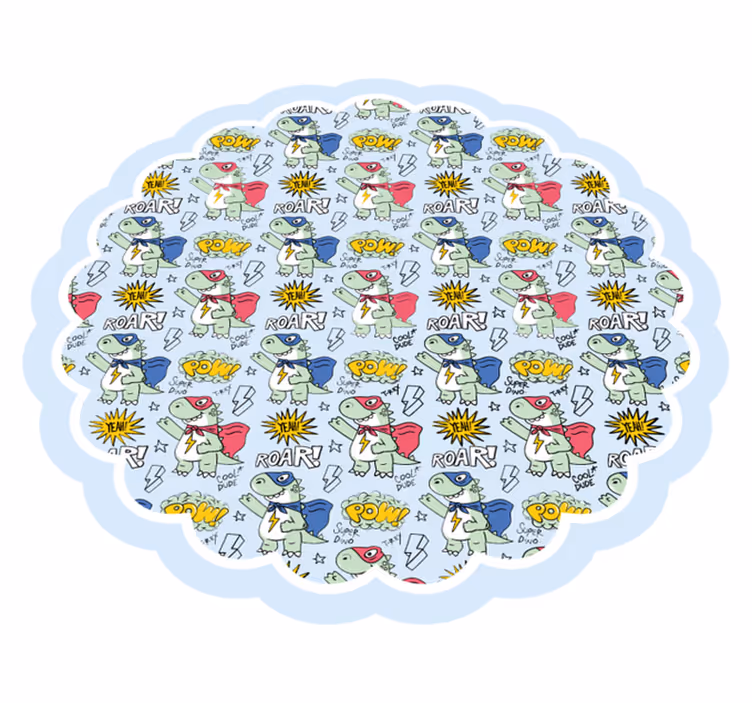 Tapis vinyle pour enfants dinosaures super-héros - TenStickers