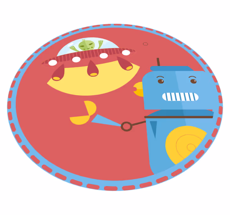 tapis vinyle pour enfants Guerre avec dessin animé robot extrater - TenStickers
