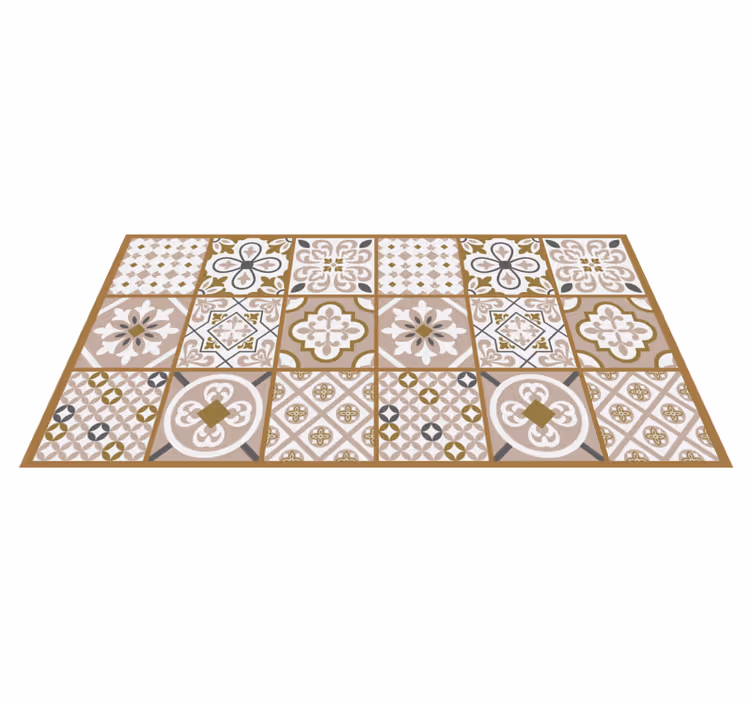 Tapis vinyle cuisine carreaux de ciment tons marron - TenStickers