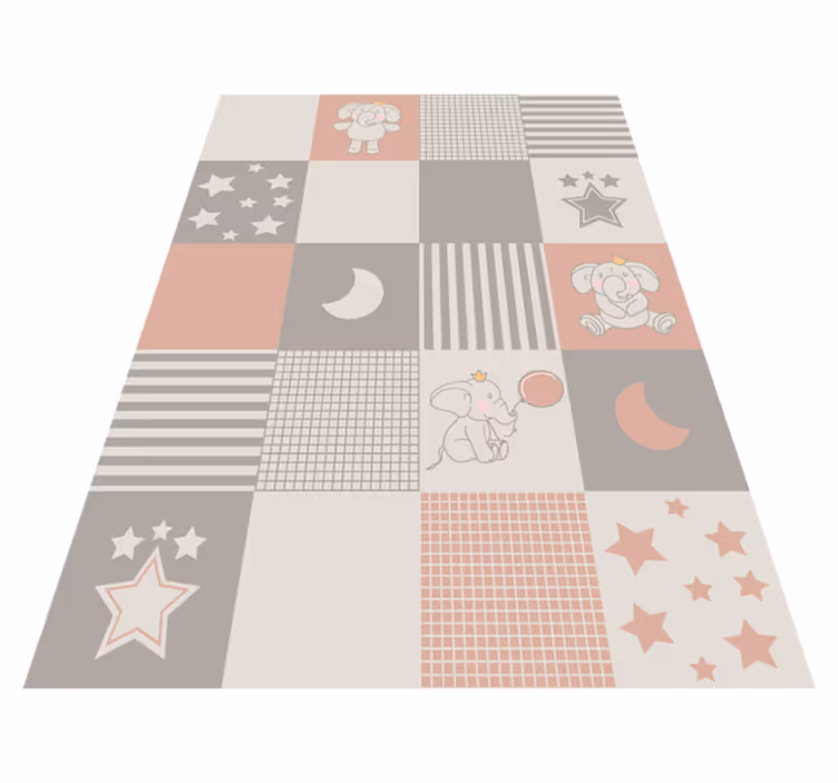 Tapis vinyle pour enfants Éléphants en patchwork - TenStickers