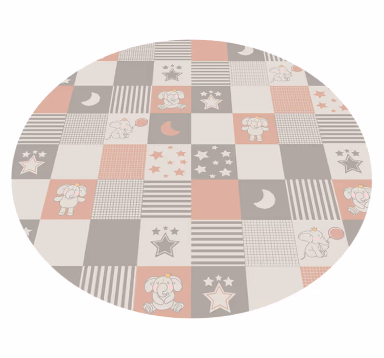 Tapis vinyle rond nordique avec des éléphants - TenStickers