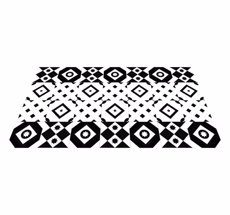 Tapis vinyle moderne patchwork noir et blanc - TenStickers