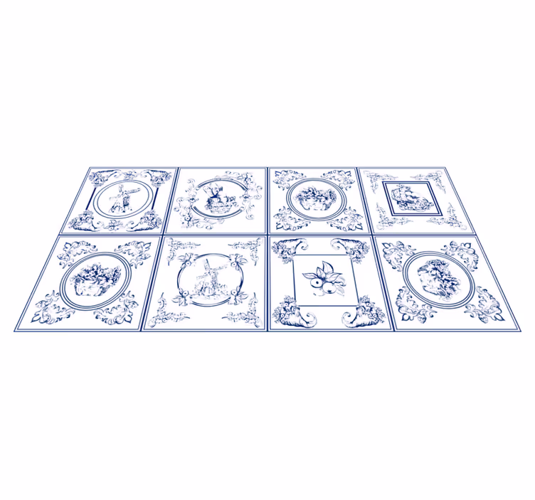 tapis vinyle Carreaux bleus vintage - TenStickers