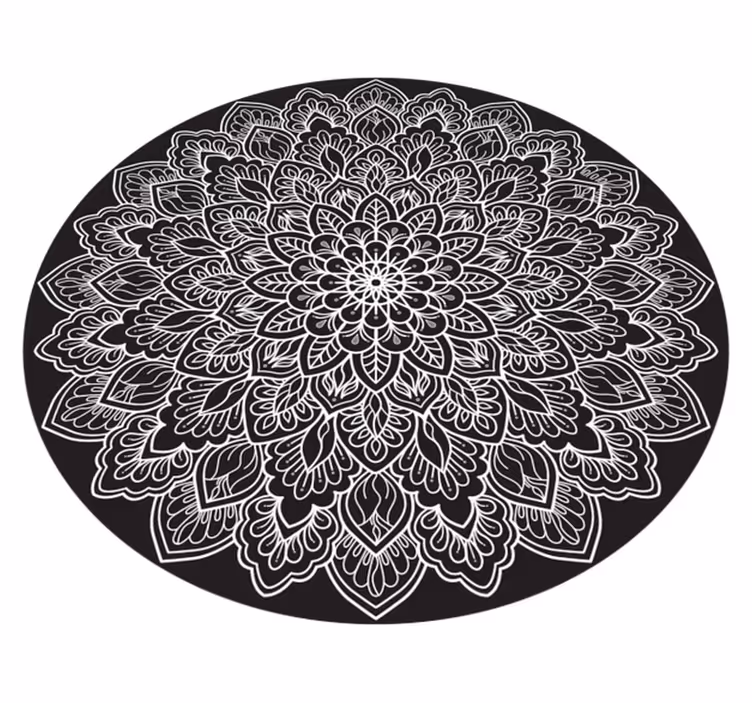 tapis vinyle mandala noir et blanc - TenStickers