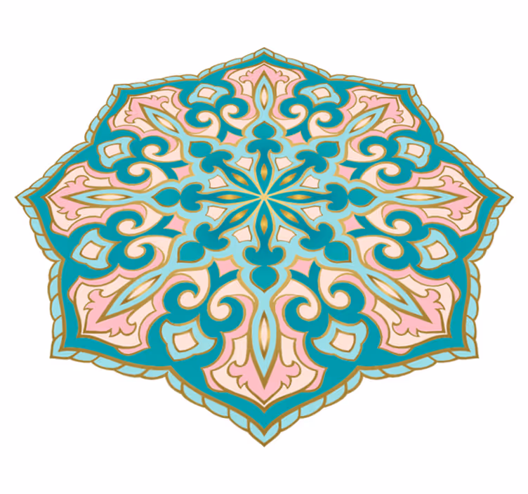 Tapis vinyle mandala Turquoise et rose - TenStickers