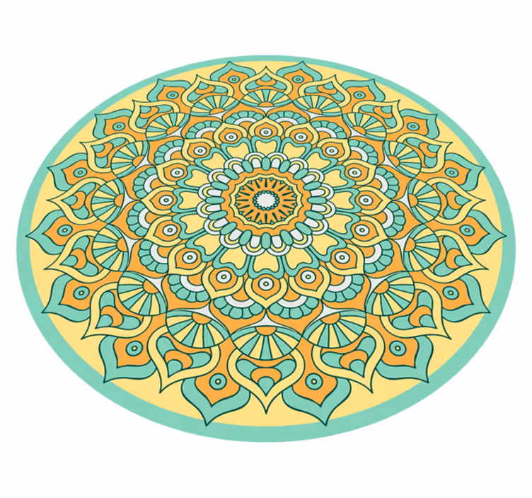 tapis vinyle Mandala orange et sarcelle - TenStickers