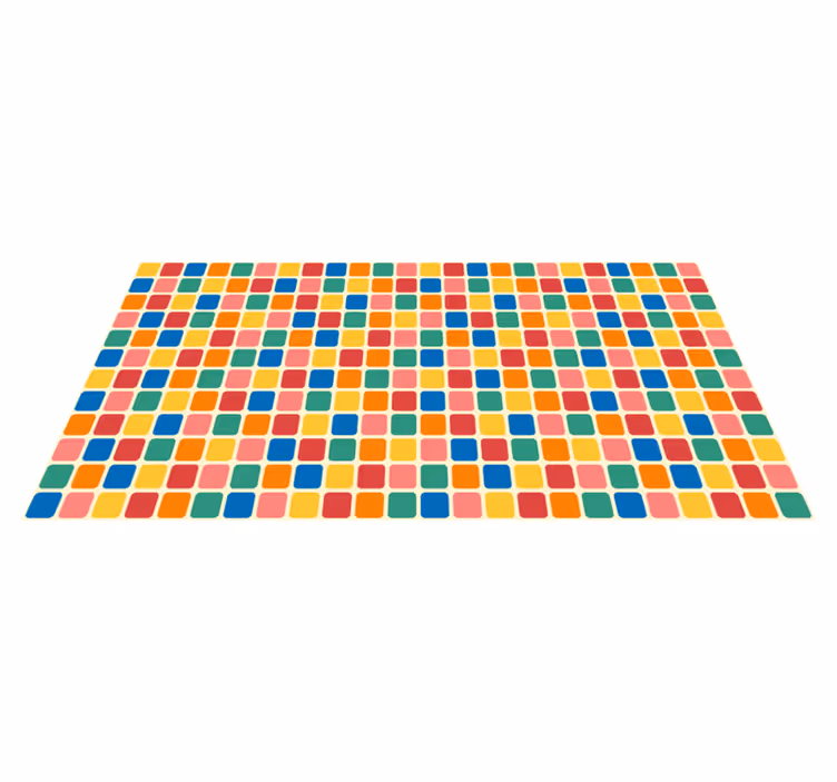 Tapis vinyle géométrique carrés de mosaïque colorés - TenStickers