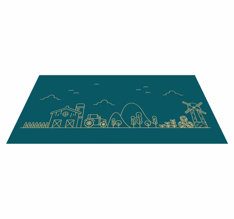 Tapis vinyle Dessin Tracteur objets de la ferme - TenStickers