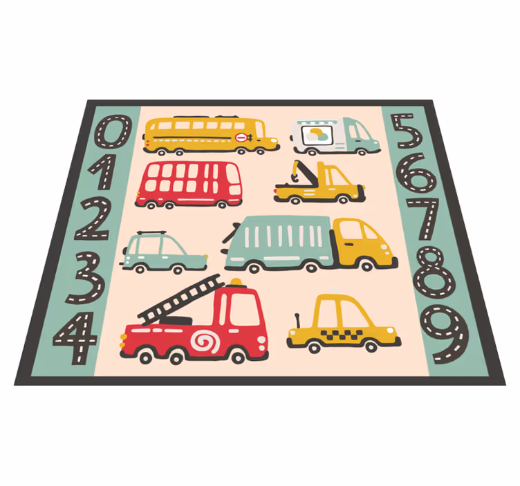 Tapis vinyle pour enfants Camion avec numéros - TenStickers