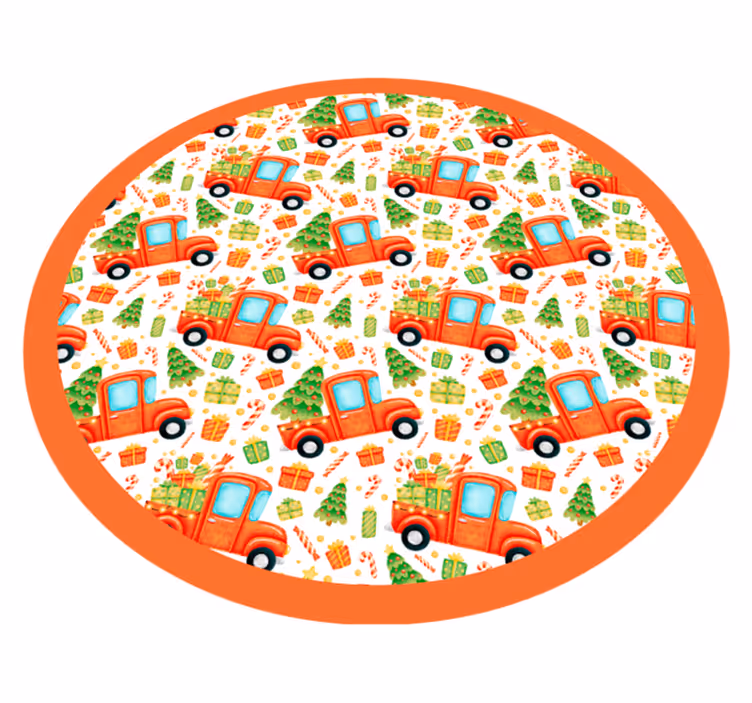 Tapis vinyle pour enfants Camion sapin de noël - TenStickers