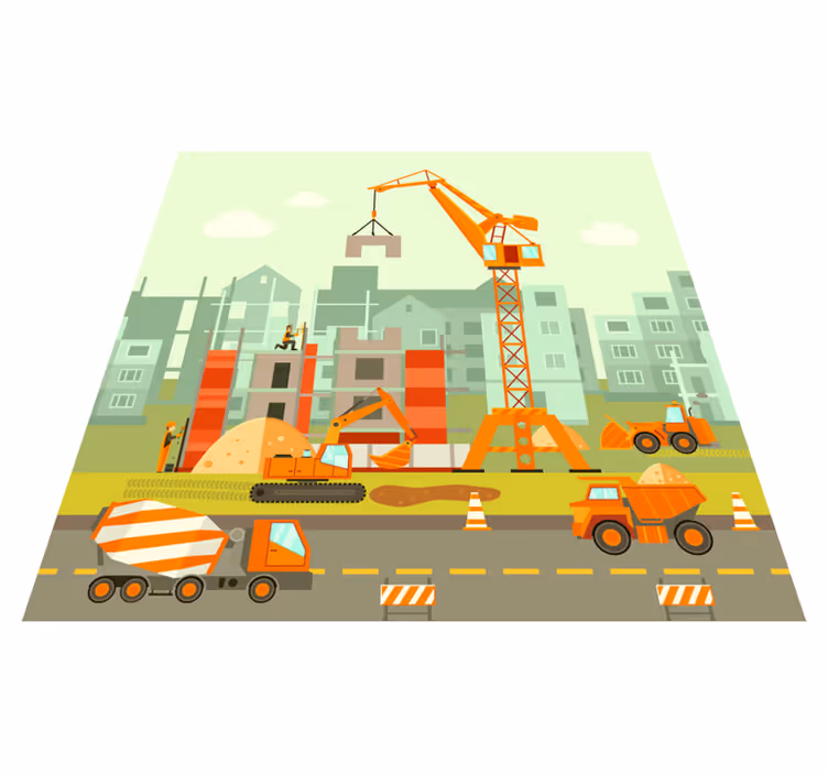 Tapis vinyle pour enfants Camions de chantier - TenStickers