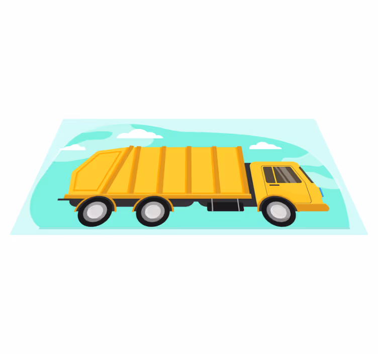 Tapis vinyle pour enfants Camion poubelle jaune - TenStickers